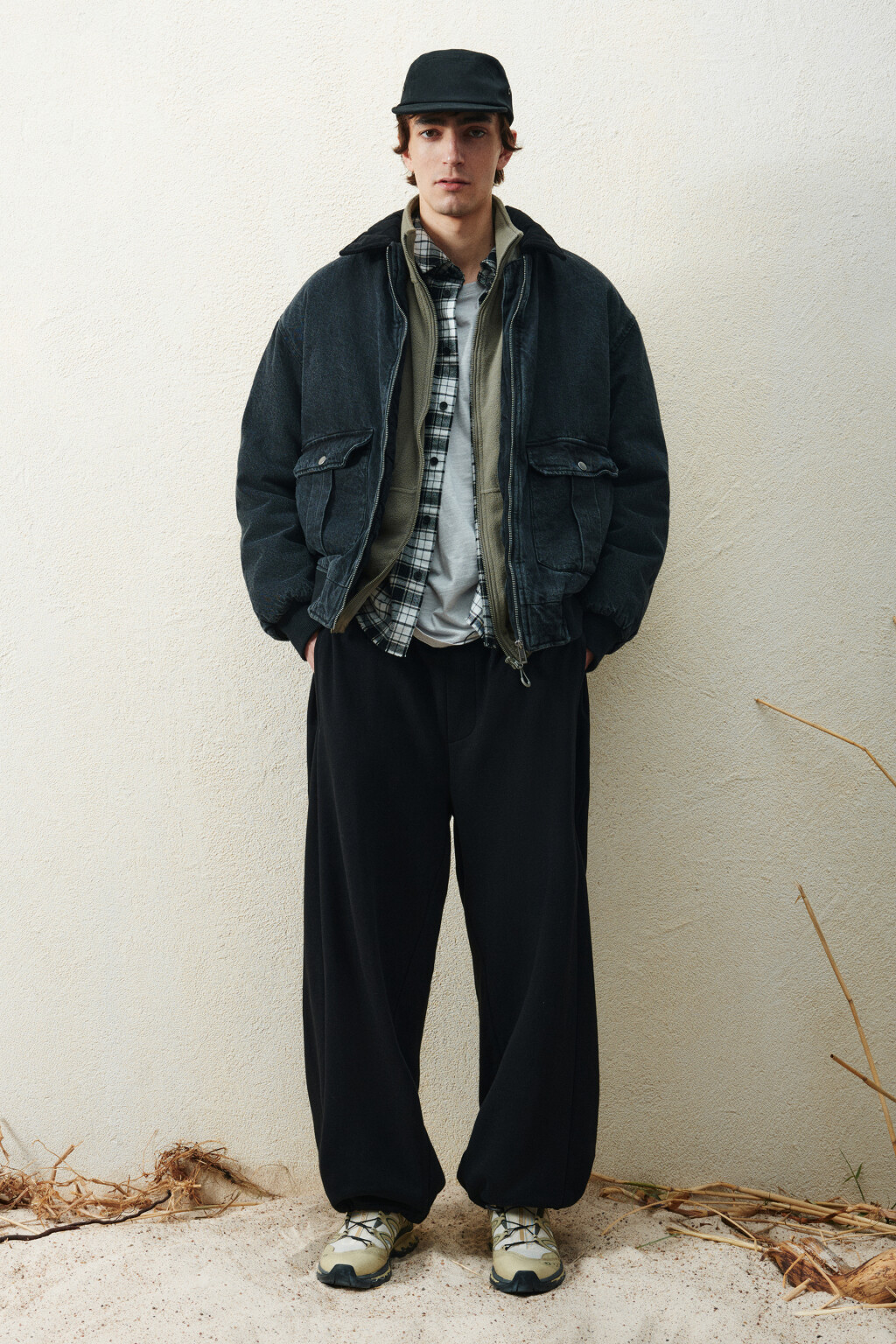 Брюки широкие трикотажные - цвет черный - 8