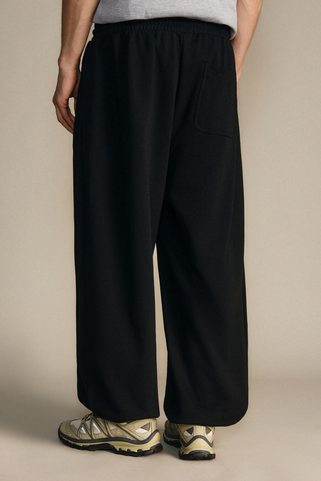 Брюки широкие трикотажные - цвет черный - 3