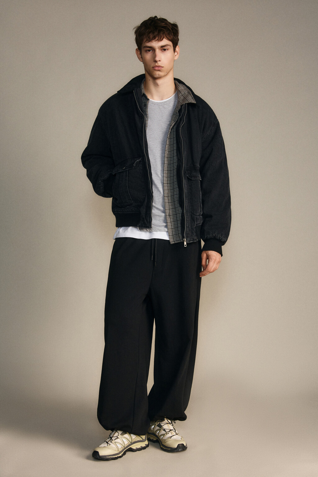 Брюки широкие трикотажные - цвет черный - 4