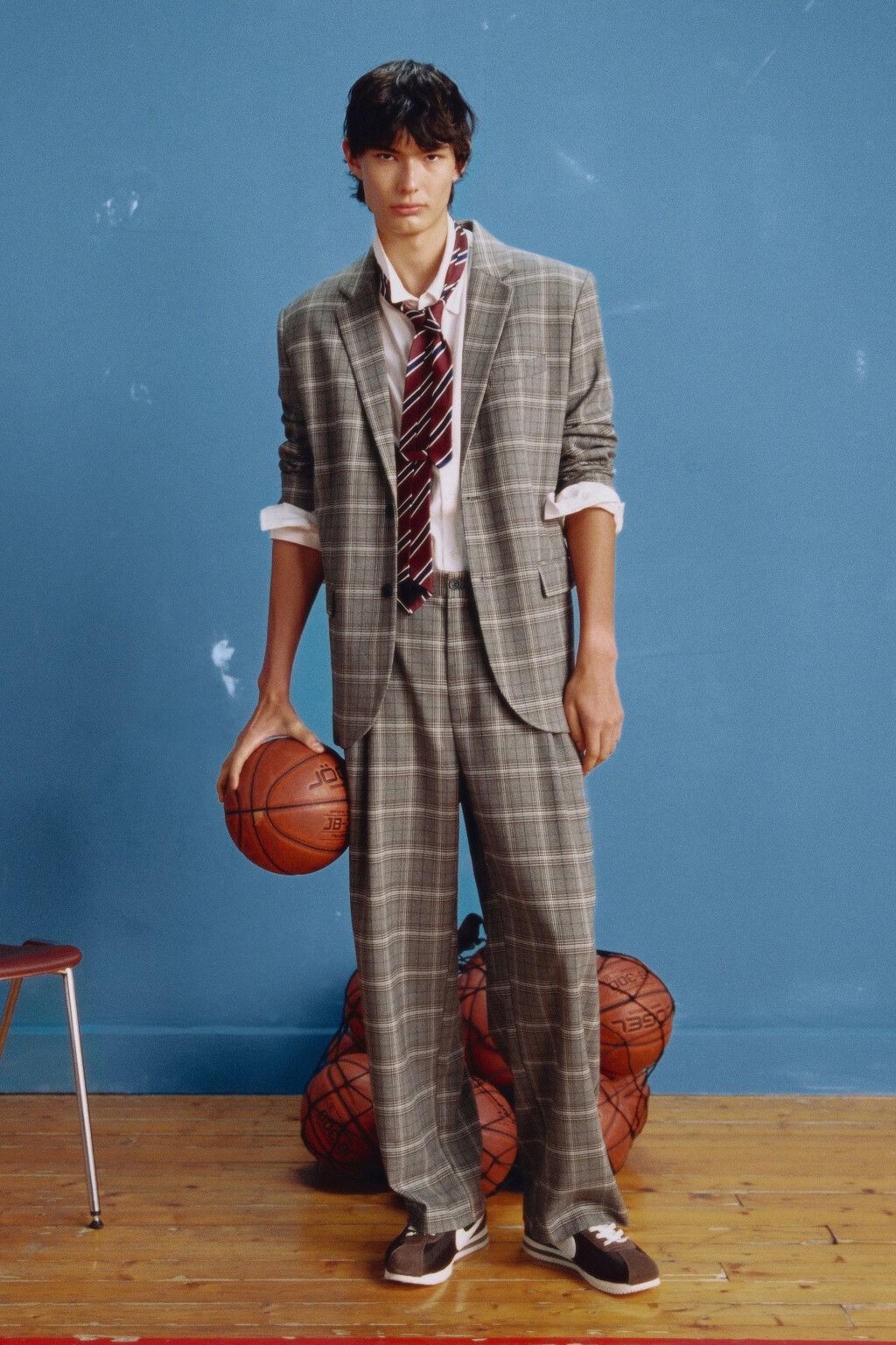 Брюки костюмные в клетку - цвет коричневый - 7