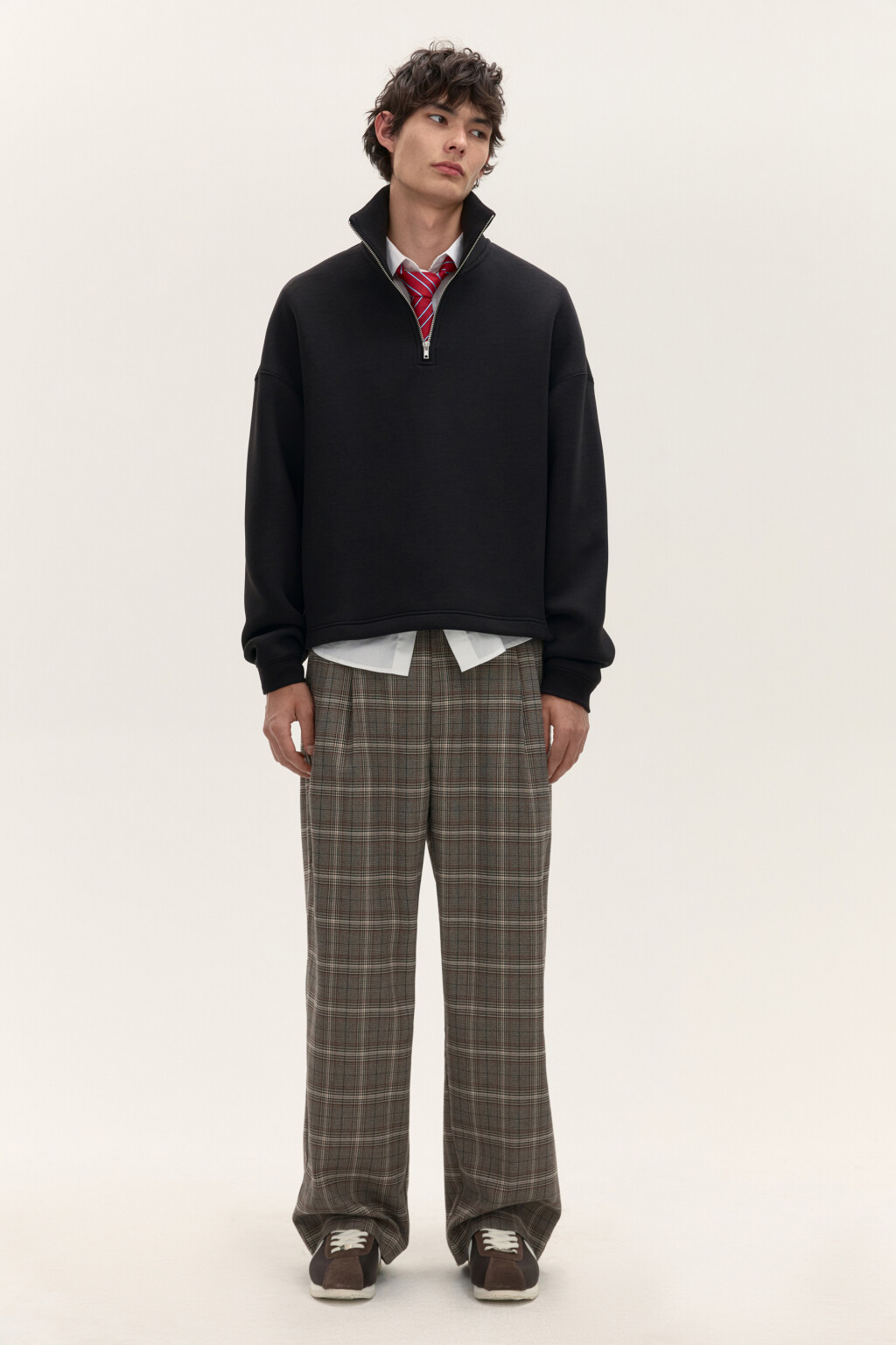 Брюки костюмные в клетку - цвет коричневый - 4
