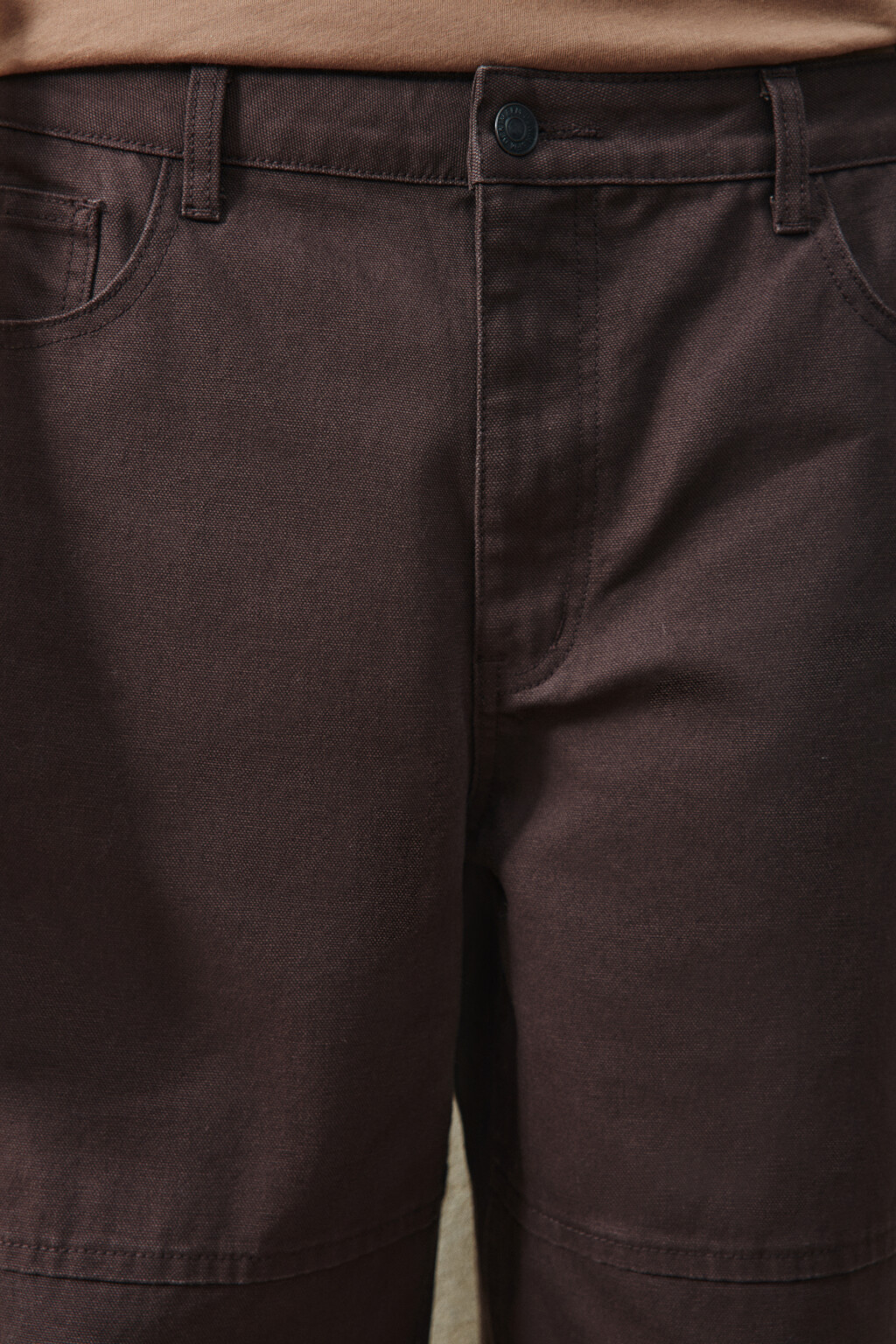 Брюки широкие со швами - цвет коричневый - 6