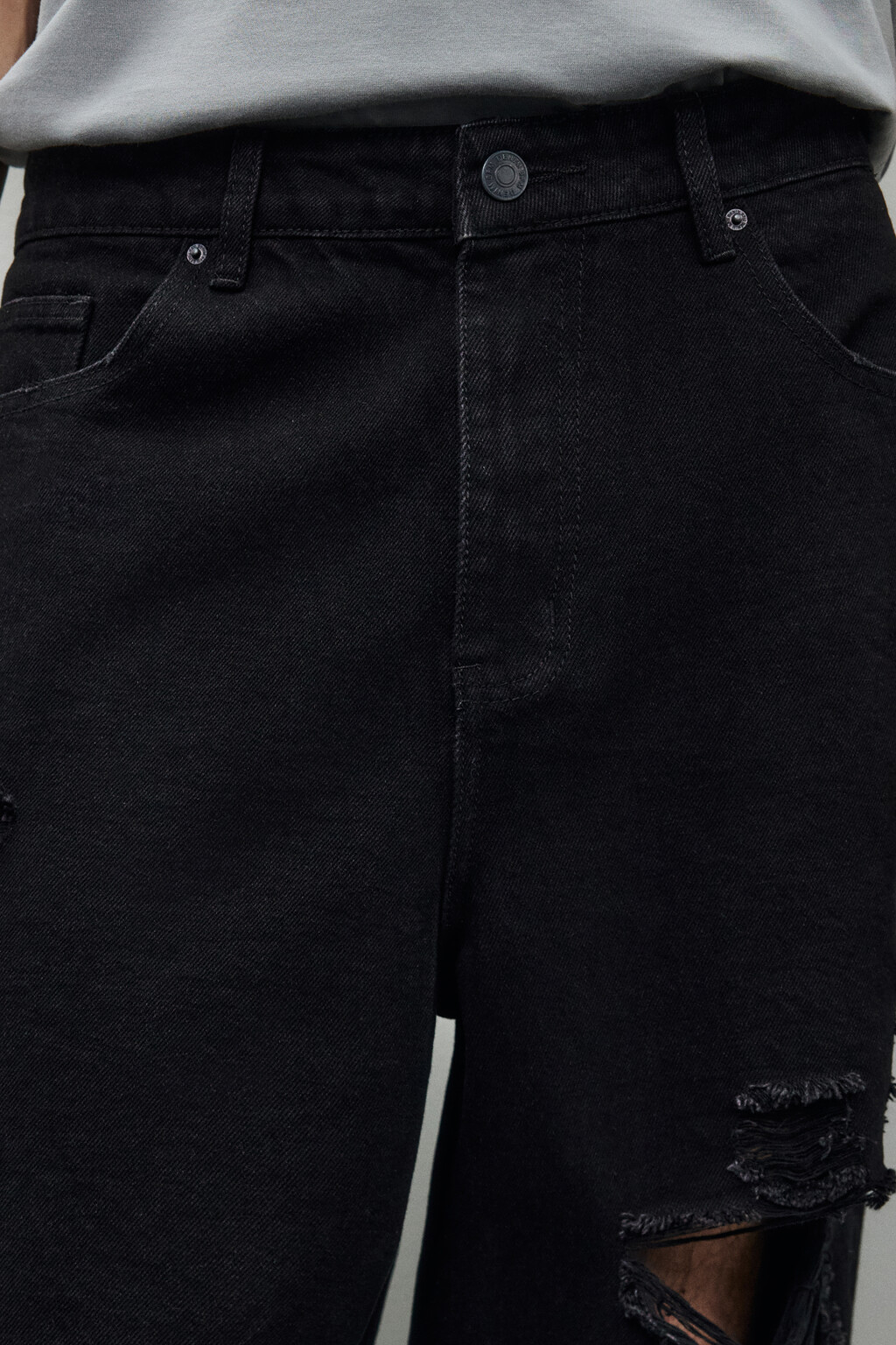 Джинсы baggy fit рваные - цвет черный - 5