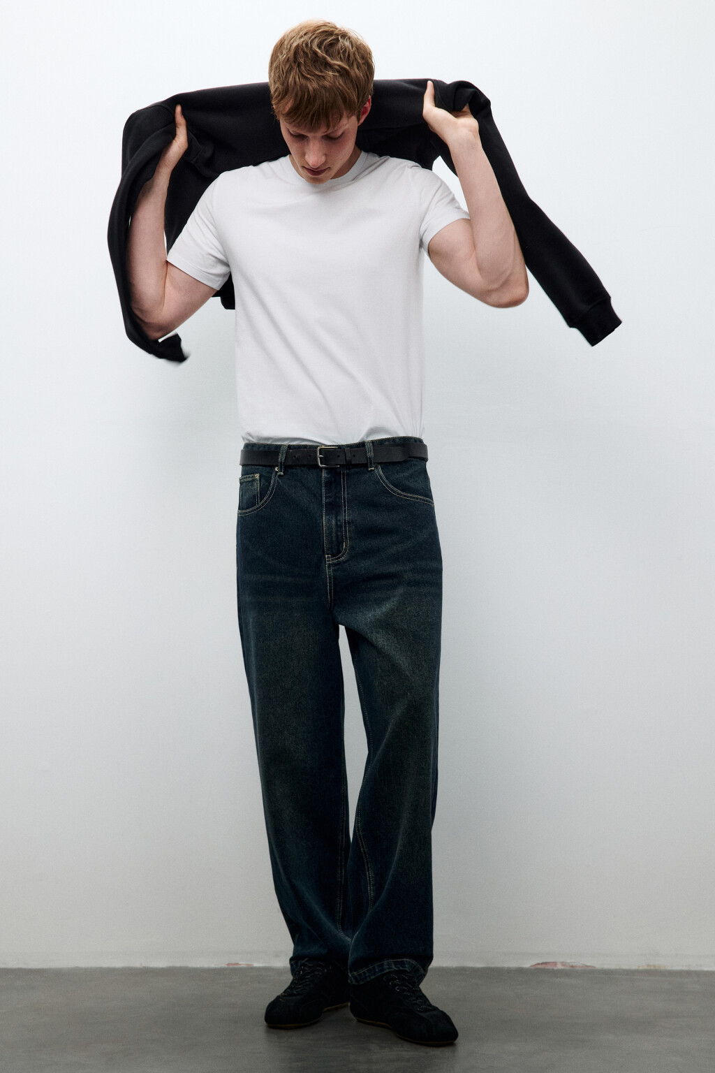 Джинсы baggy fit зауженные - цвет синий - 1