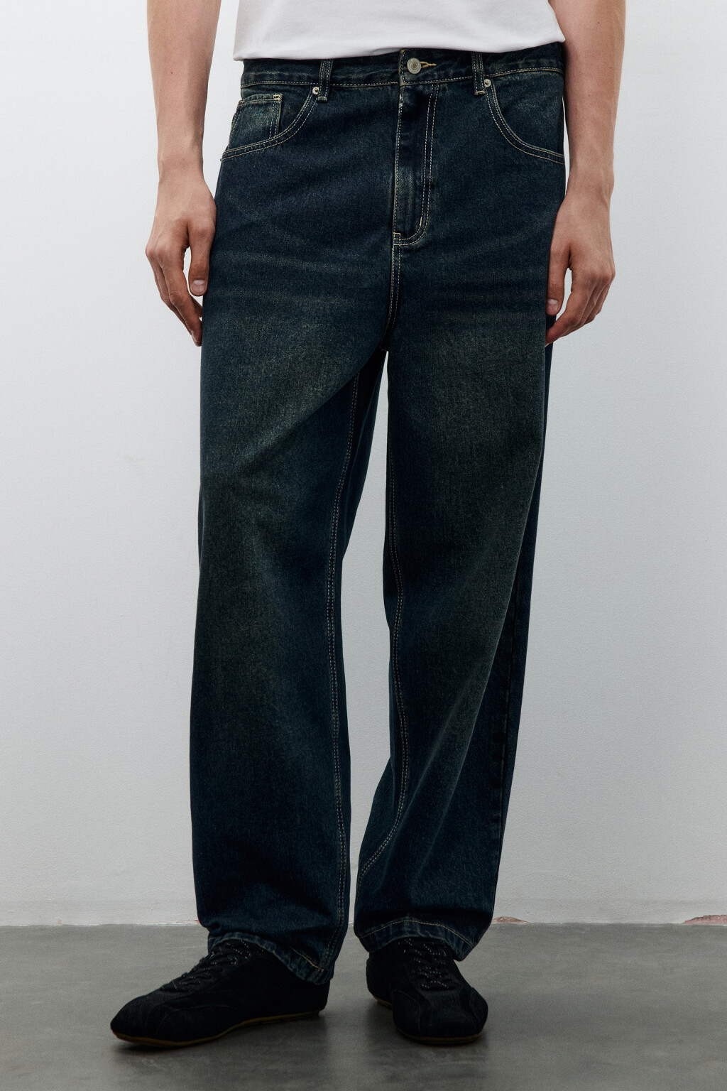 Джинсы baggy fit зауженные - цвет синий - 2