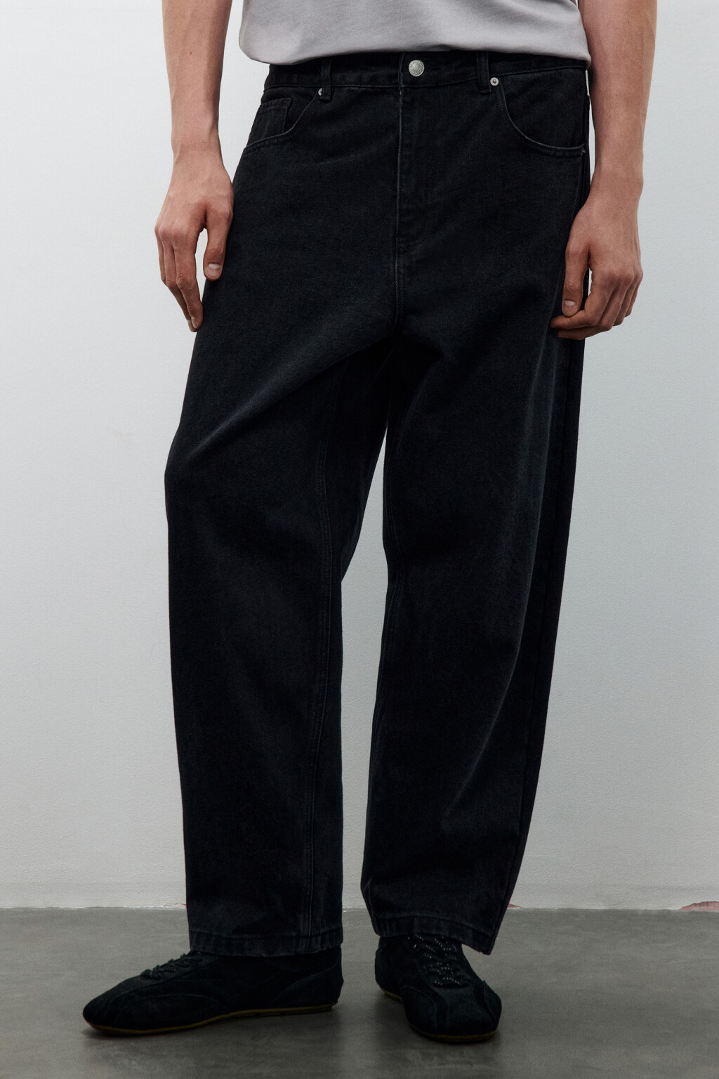 Джинсы baggy fit зауженные - цвет черный - 2