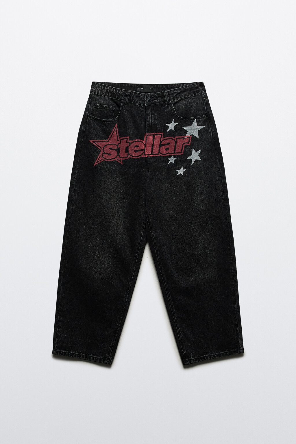 Джинсы широкие с принтом - цвет черный - 8