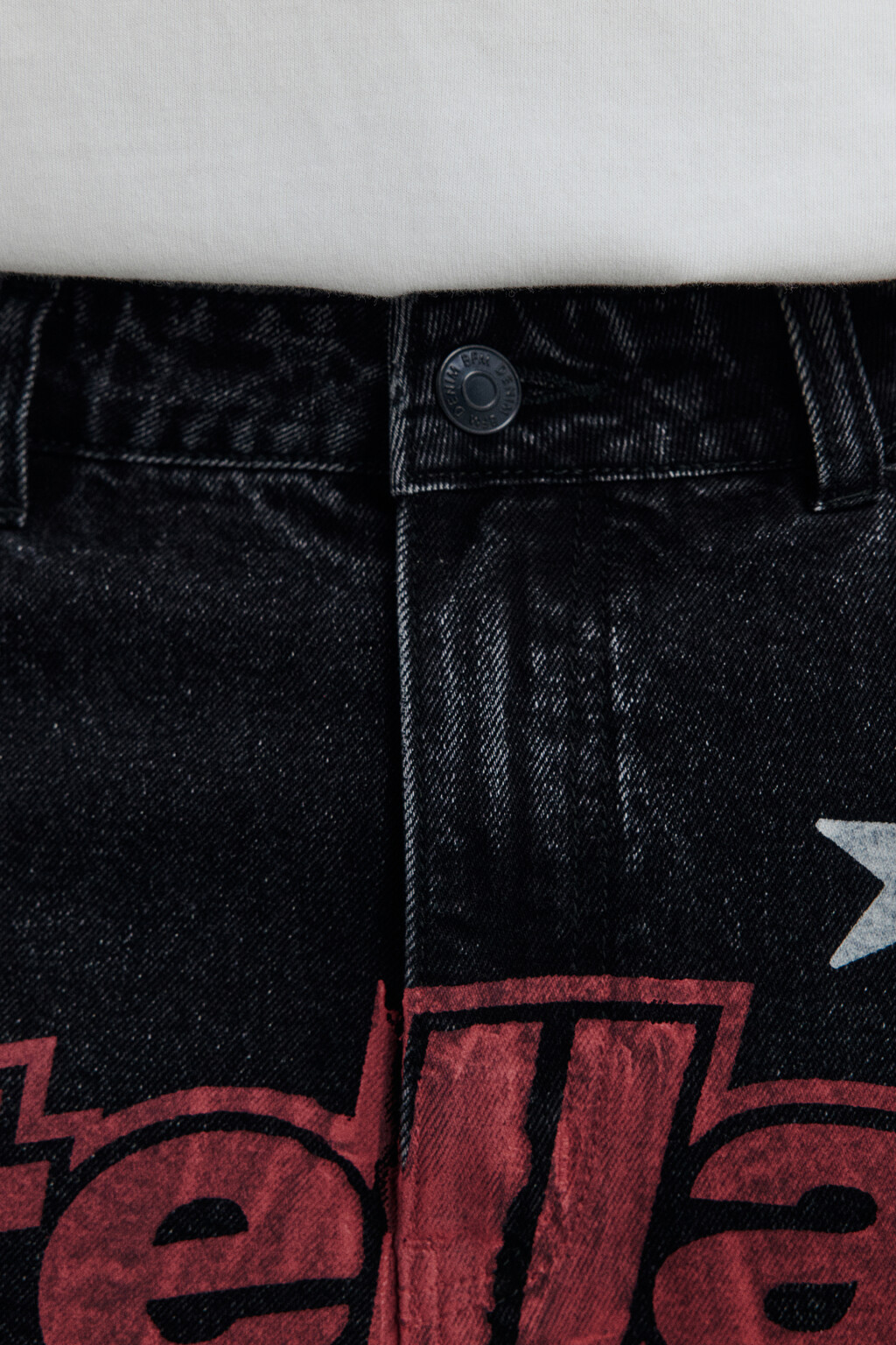 Джинсы широкие с принтом - цвет черный - 6