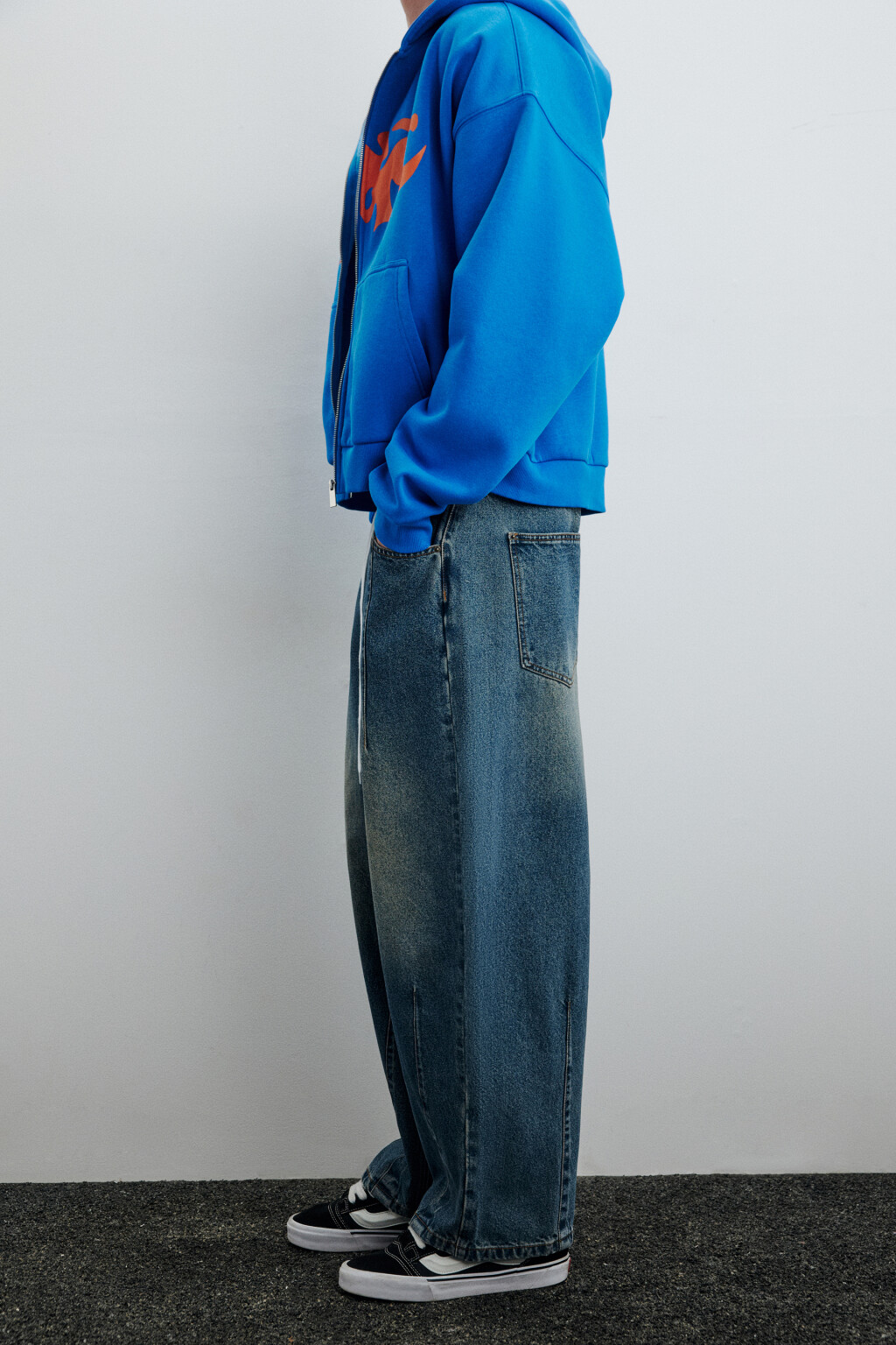 Джинсы baggy с декоративными швами - цвет голубой - 2