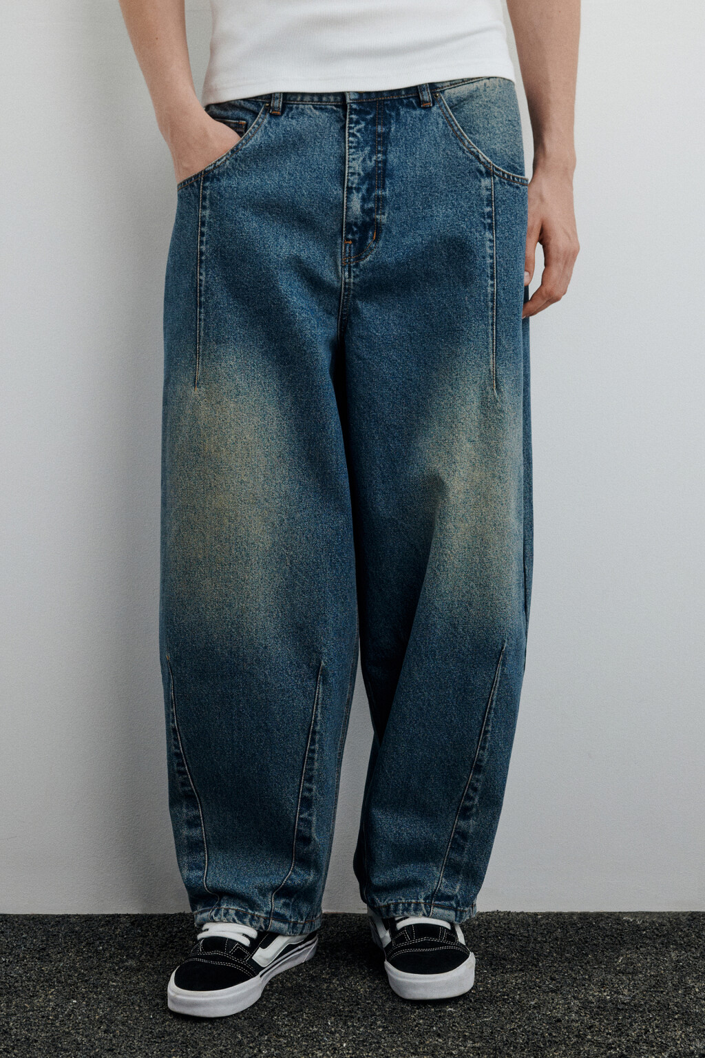 Джинсы baggy с декоративными швами - цвет голубой - 3