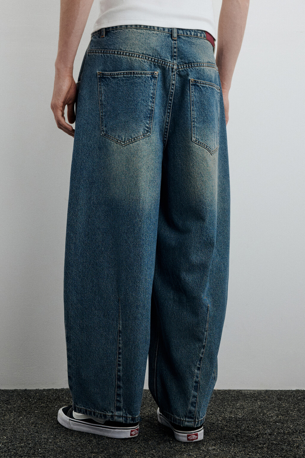 Джинсы baggy с декоративными швами - цвет голубой - 4