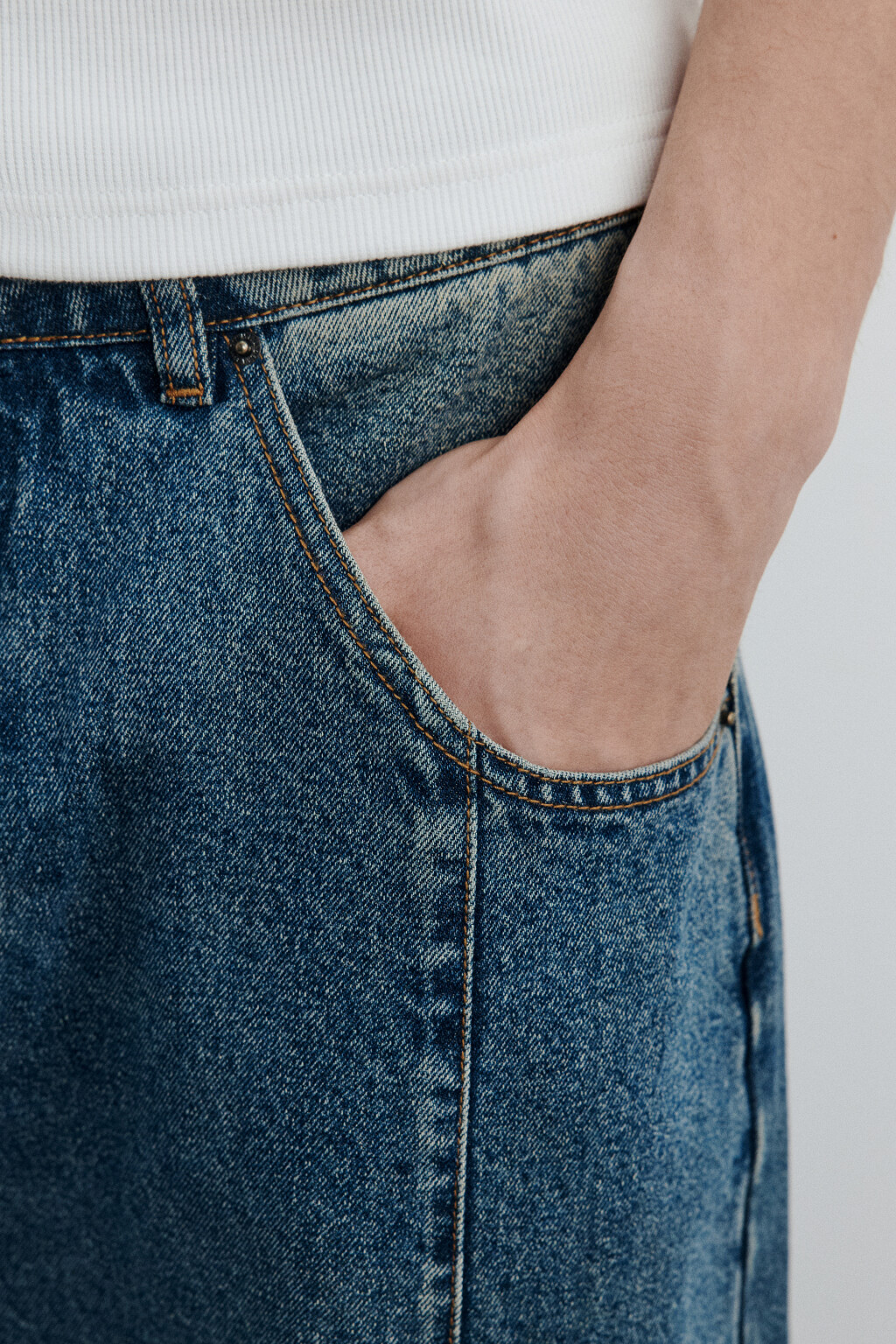 Джинсы baggy с декоративными швами - цвет голубой - 7