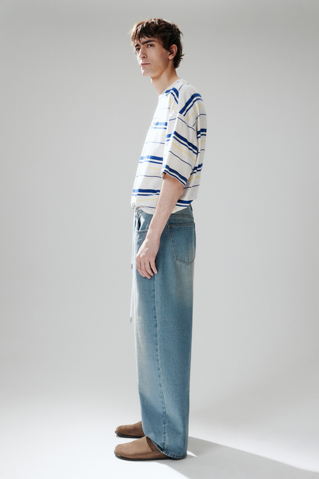 Джинсы baggy зауженные со шнурком - цвет голубой - 2