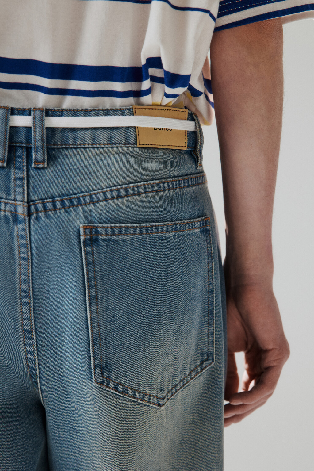 Джинсы baggy зауженные со шнурком - цвет голубой - 7