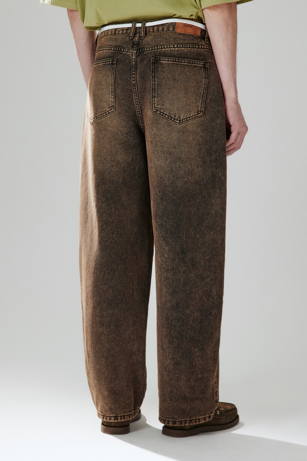 Джинсы baggy зауженные со шнурком - цвет коричневый - 3