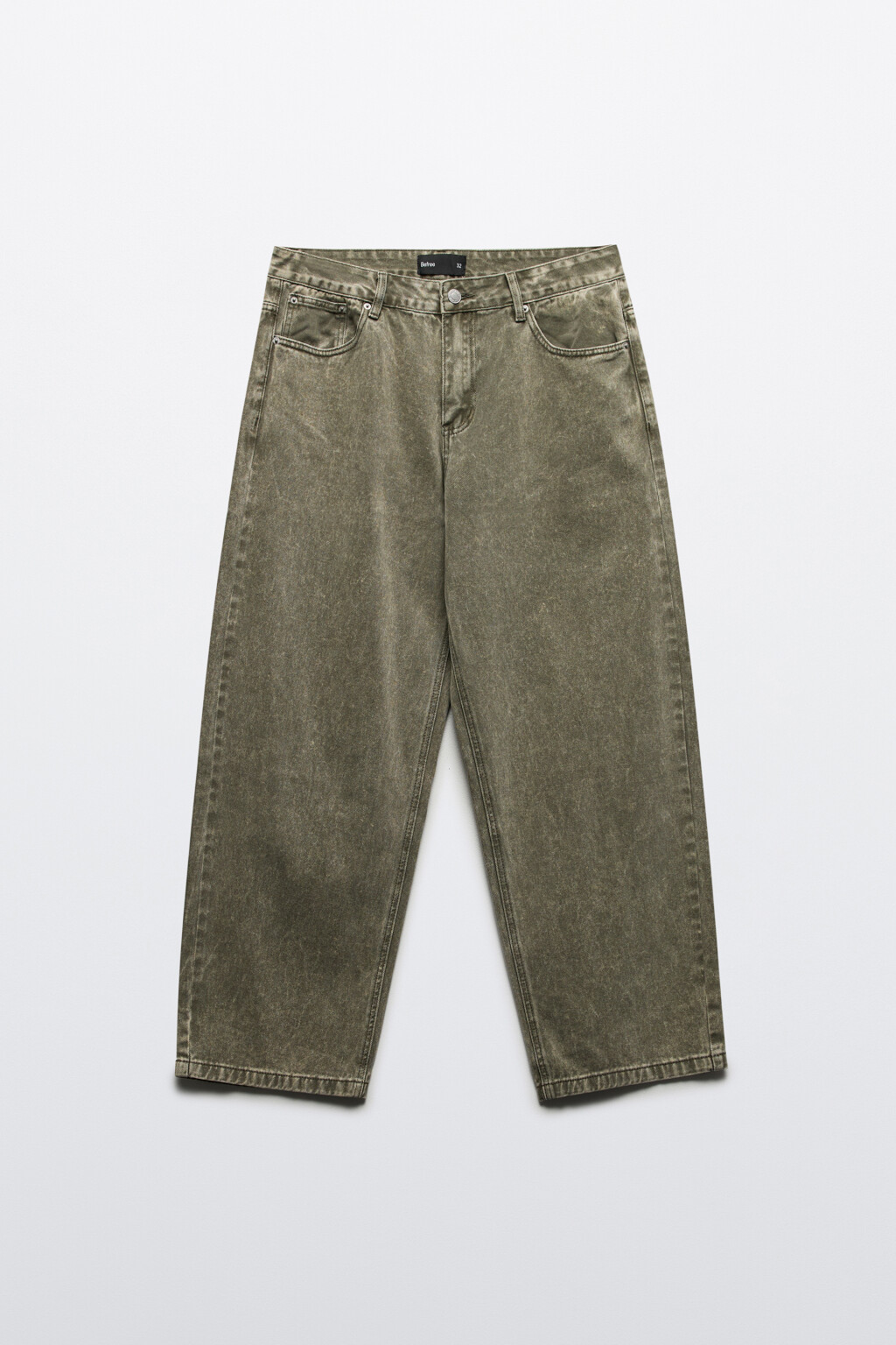 Джинсы широкие с вареным эффектом - цвет зеленый - 7