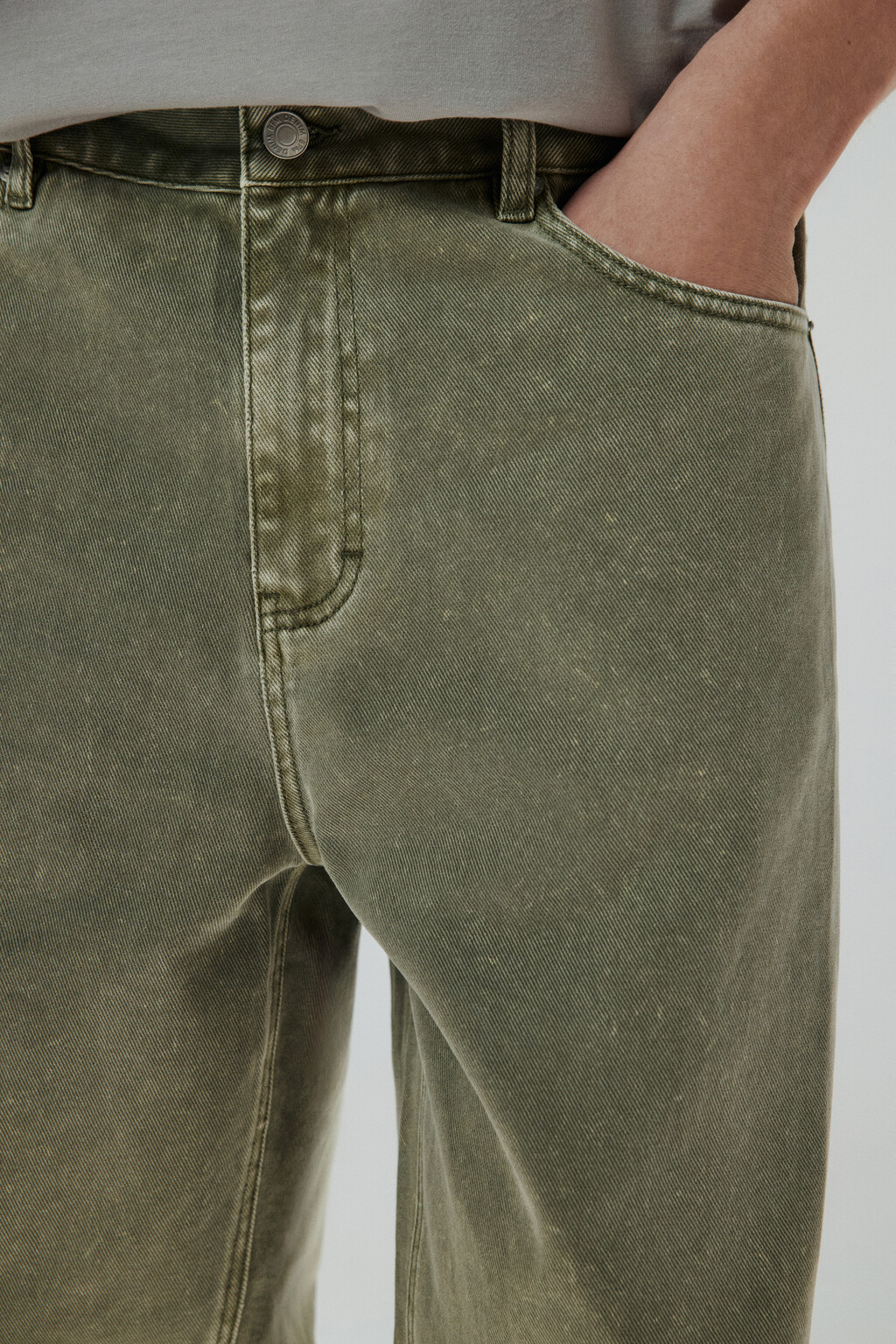 Джинсы широкие с вареным эффектом - цвет зеленый - 5