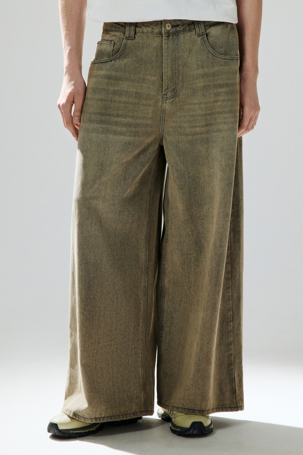 Джинсы широкие с вареным эффектом - цвет коричневый - 2