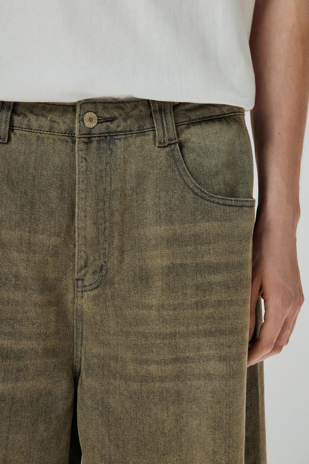 Джинсы широкие с вареным эффектом - цвет коричневый - 5