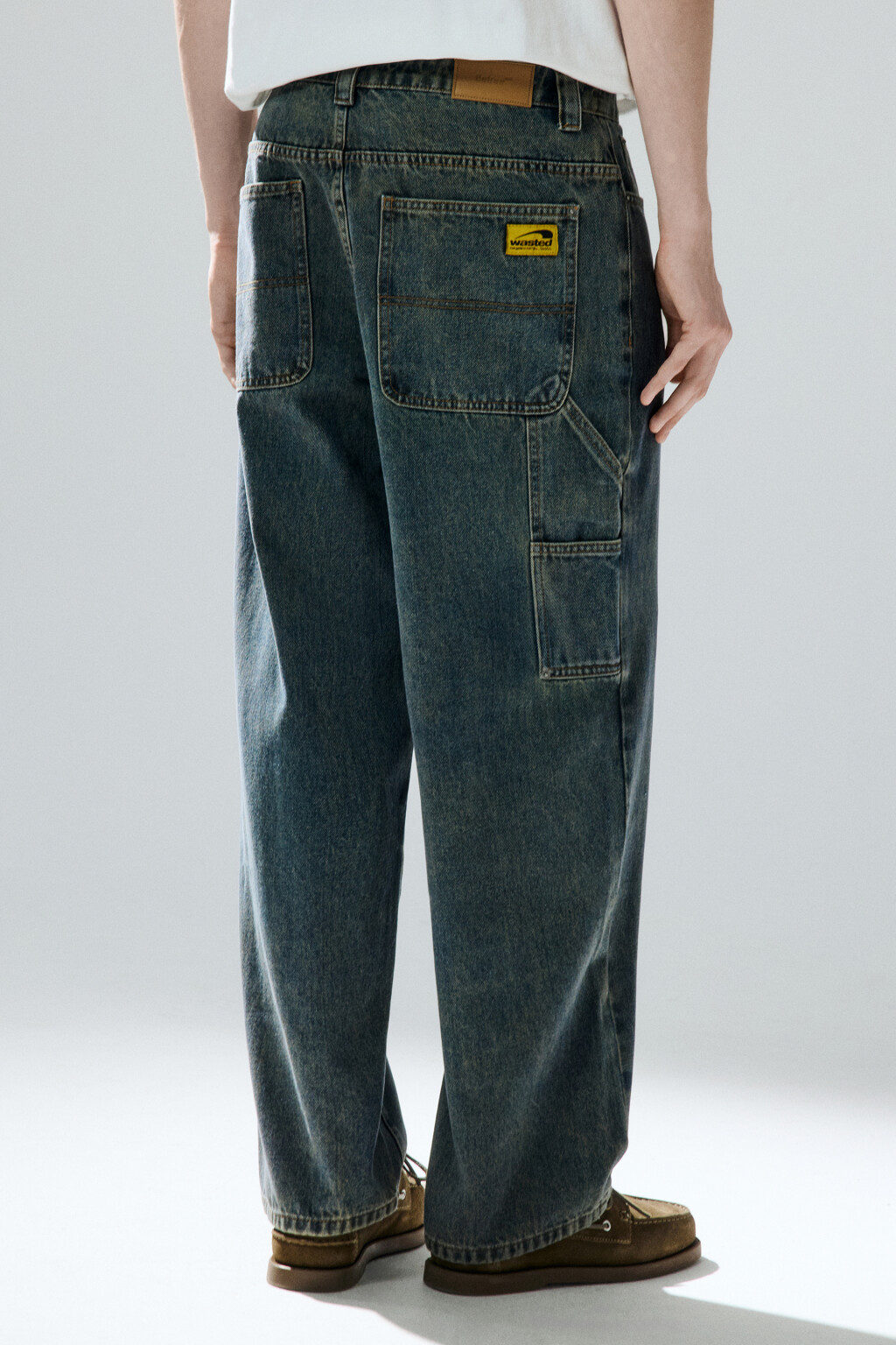 Джинсы широкие с вареным эффектом - цвет синий - 3