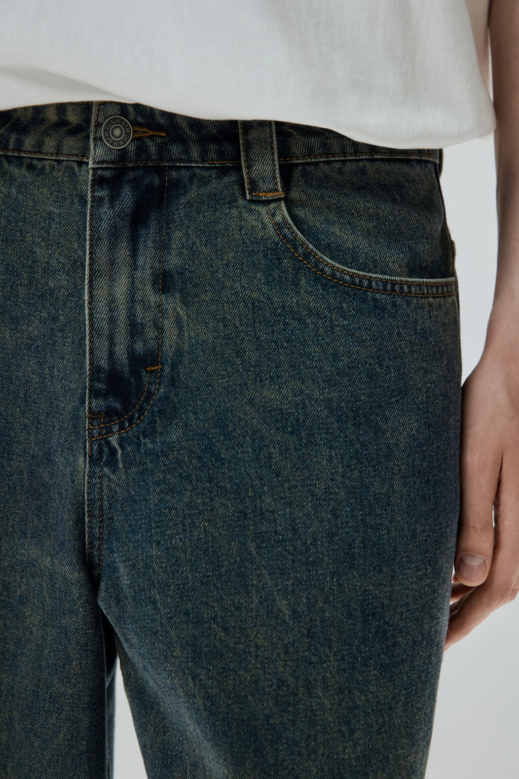 Джинсы широкие с вареным эффектом - цвет синий - 5