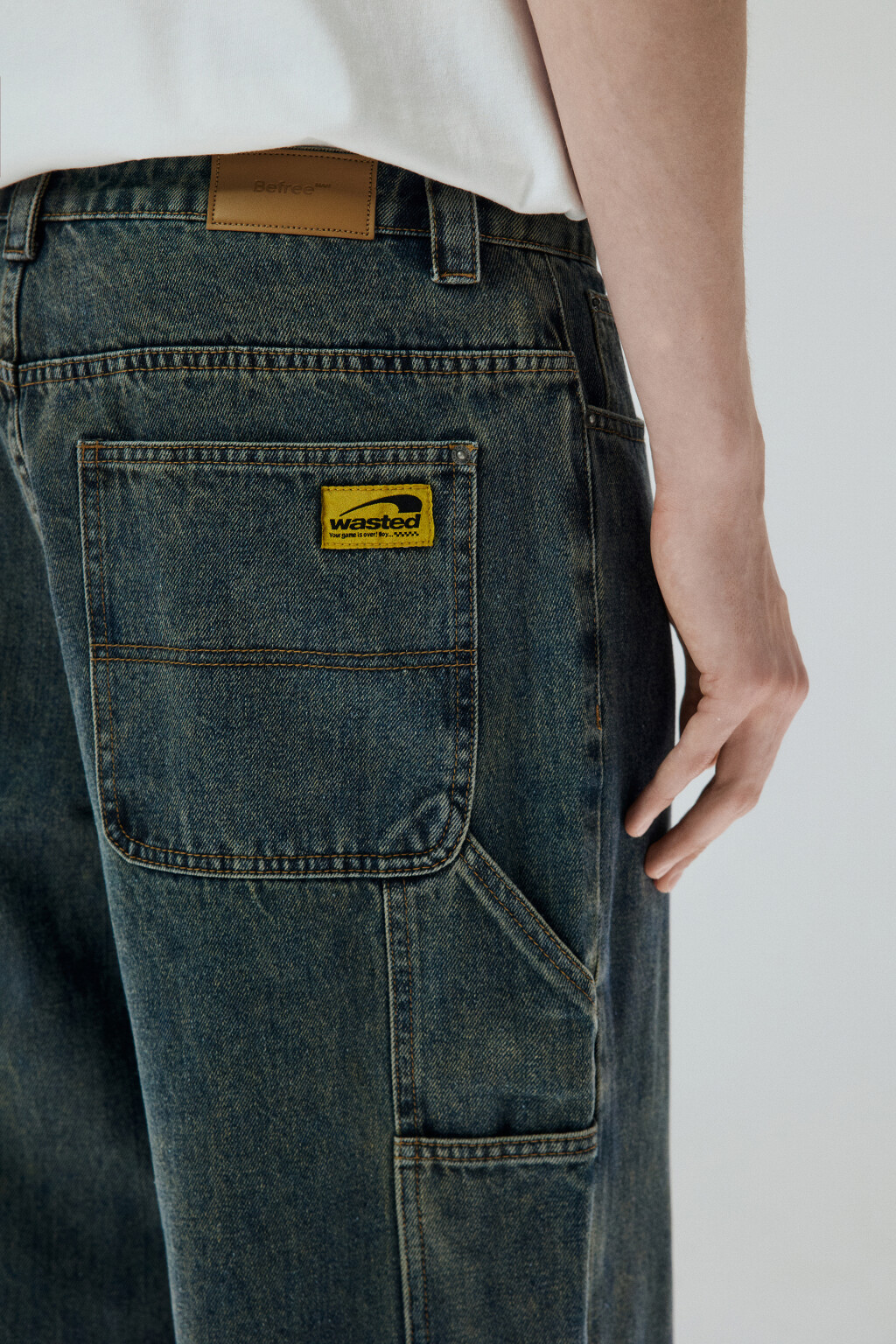 Джинсы широкие с вареным эффектом - цвет синий - 6