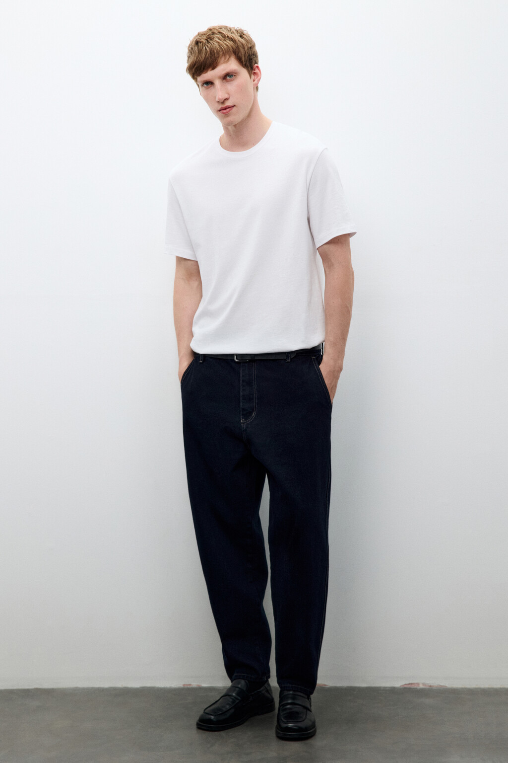 Джинсы baggy fit зауженные - цвет синий - 1