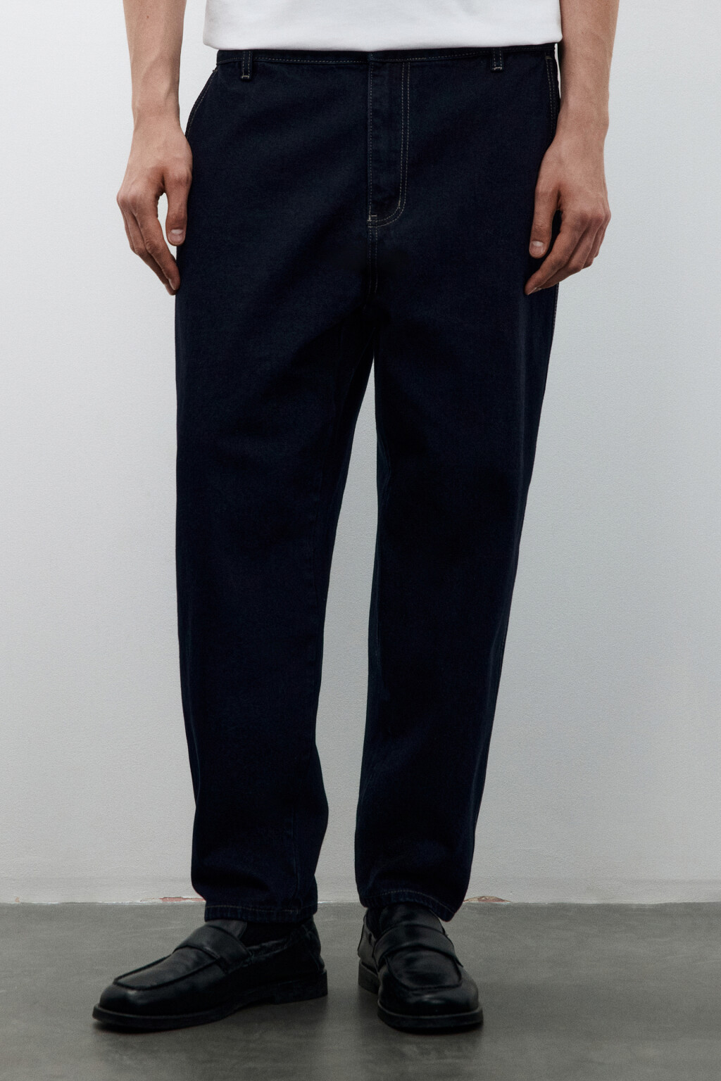 Джинсы baggy fit зауженные - цвет синий - 2