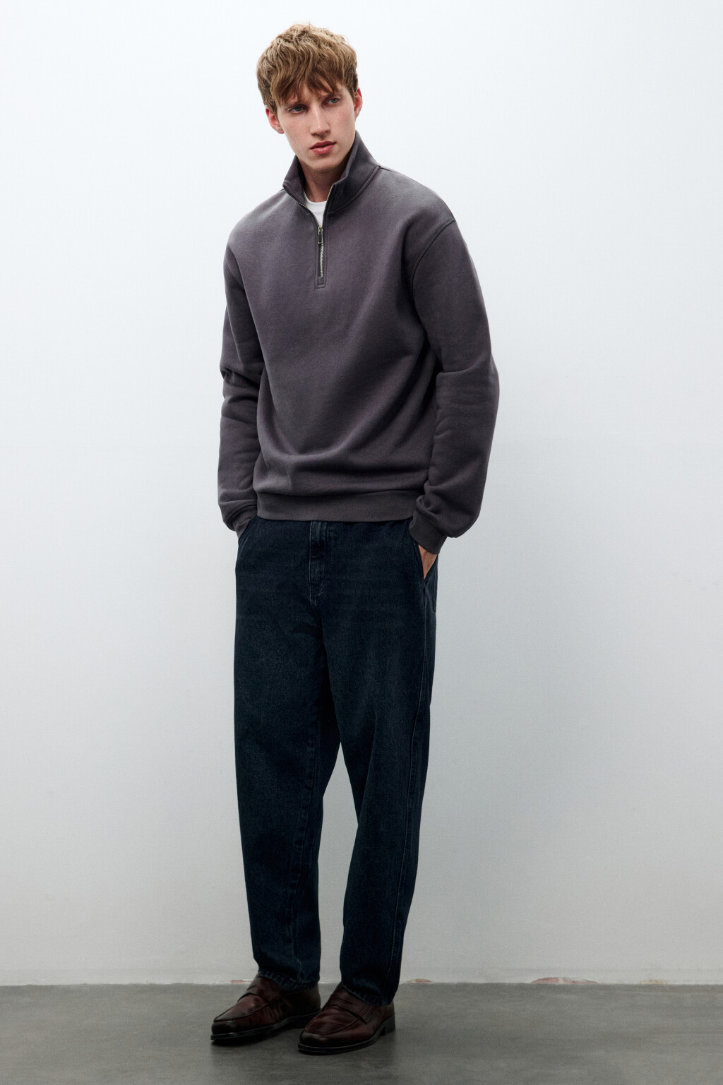 Джинсы baggy fit зауженные - цвет синий - 1