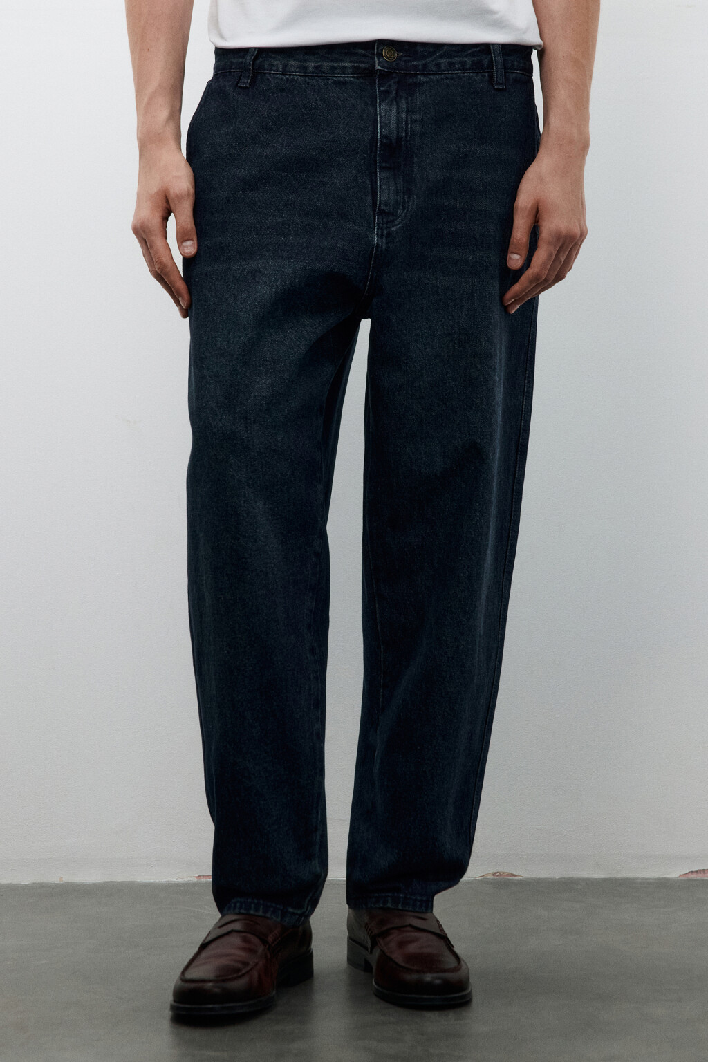 Джинсы baggy fit зауженные - цвет синий - 2