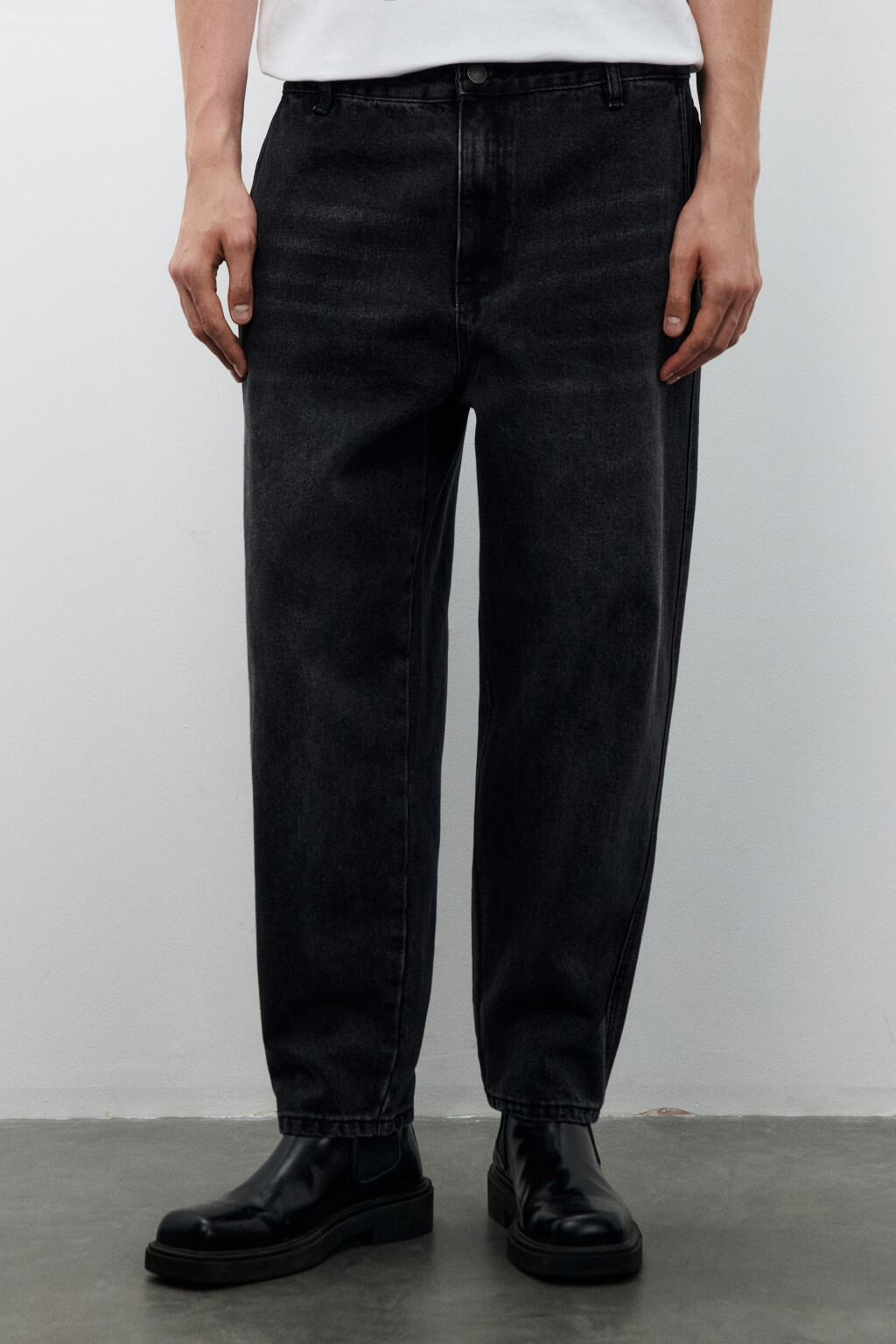 Джинсы baggy fit зауженные - цвет серый - 2