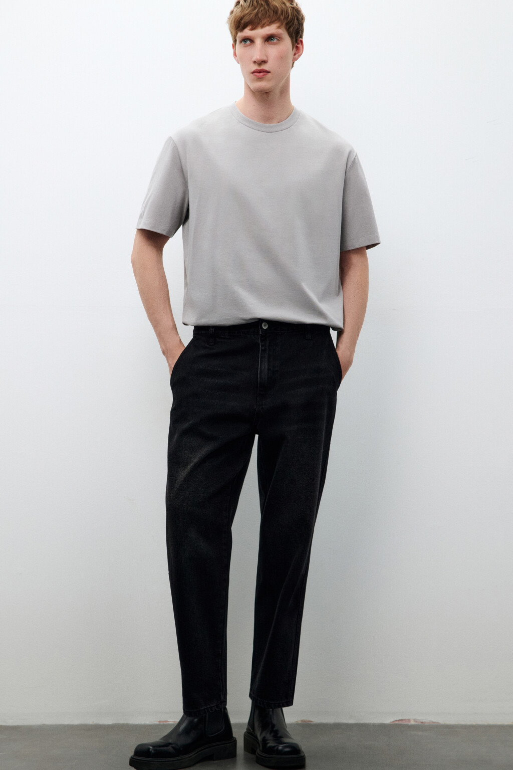 Джинсы baggy fit зауженные - цвет черный - 1