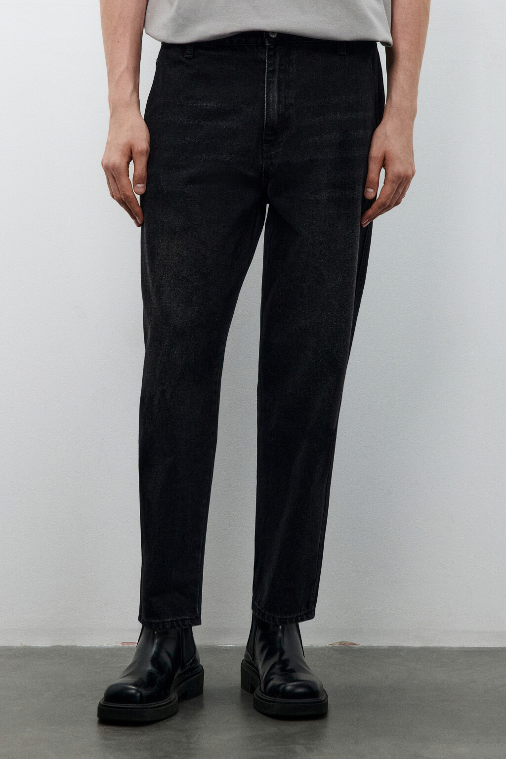 Джинсы baggy fit зауженные - цвет черный - 2