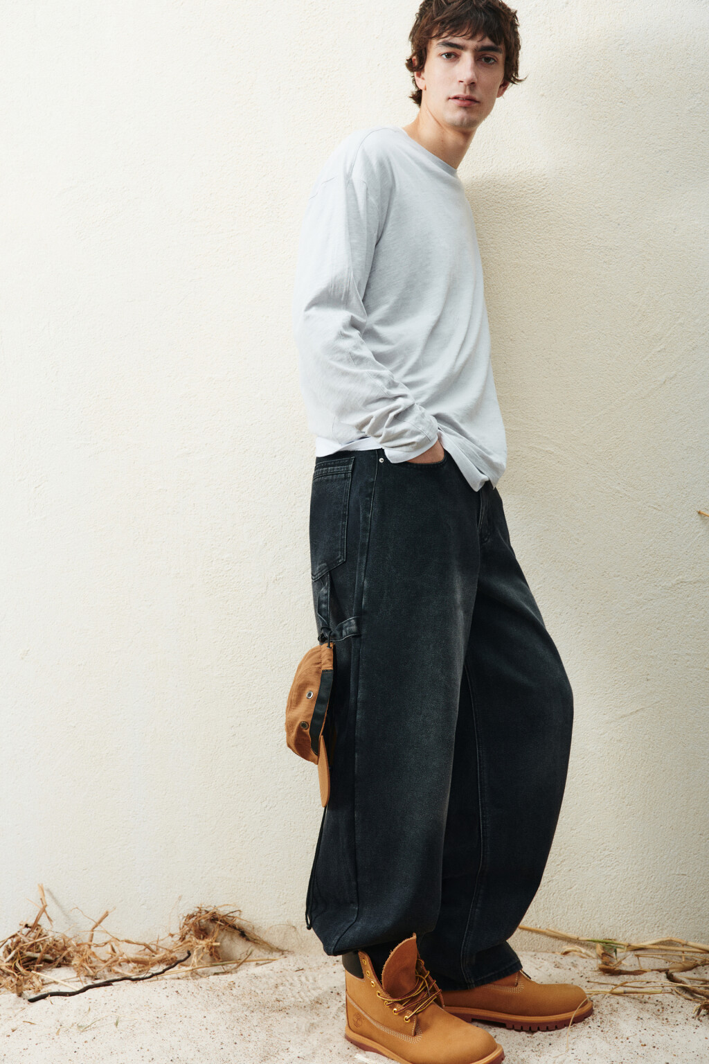 Джинсы baggy fit с декоративной петлей - цвет черный - 2