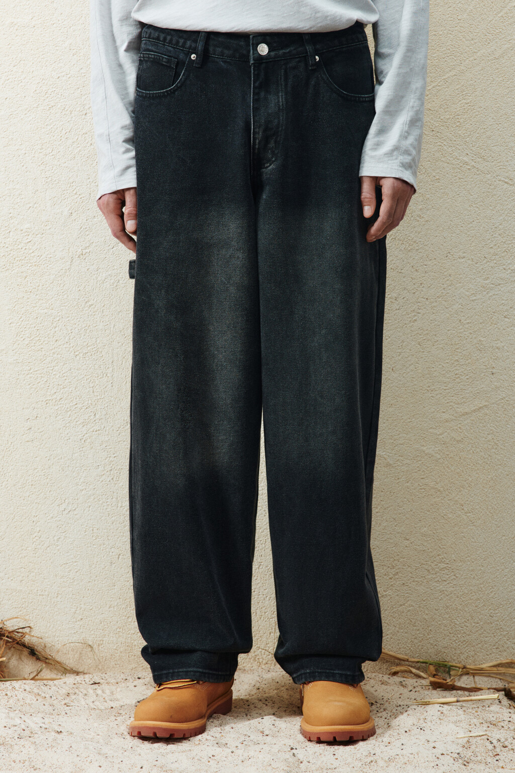 Джинсы baggy fit с декоративной петлей - цвет черный - 3