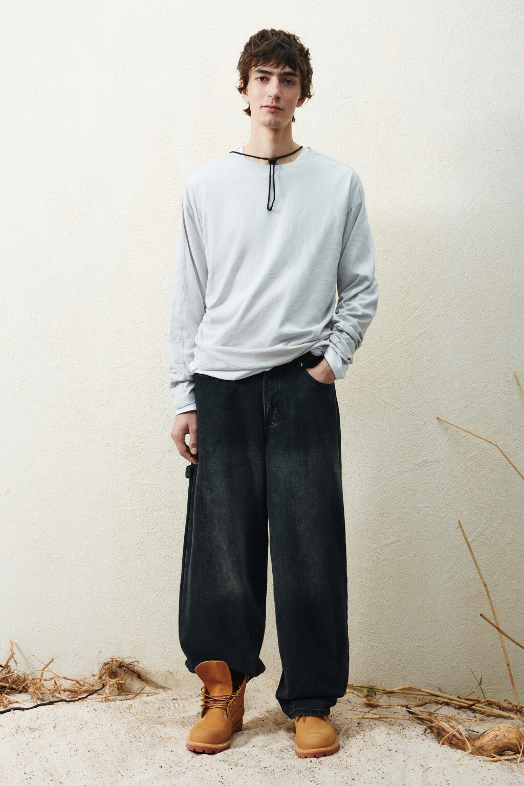 Джинсы baggy fit с декоративной петлей - цвет черный - 5