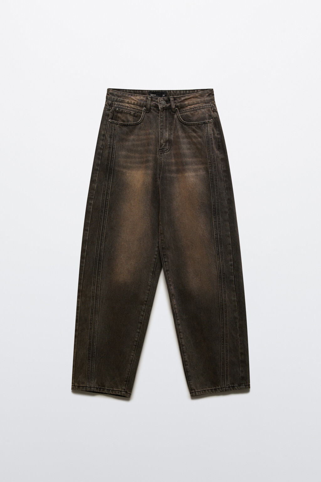 Джинсы вареные с декоративными швами - цвет серый - 7