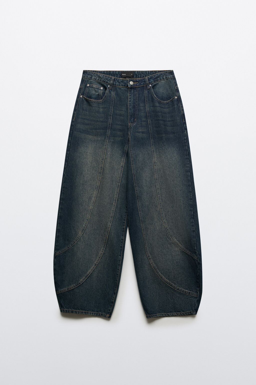 Джинсы широкие в форме подковы - цвет голубой - 7