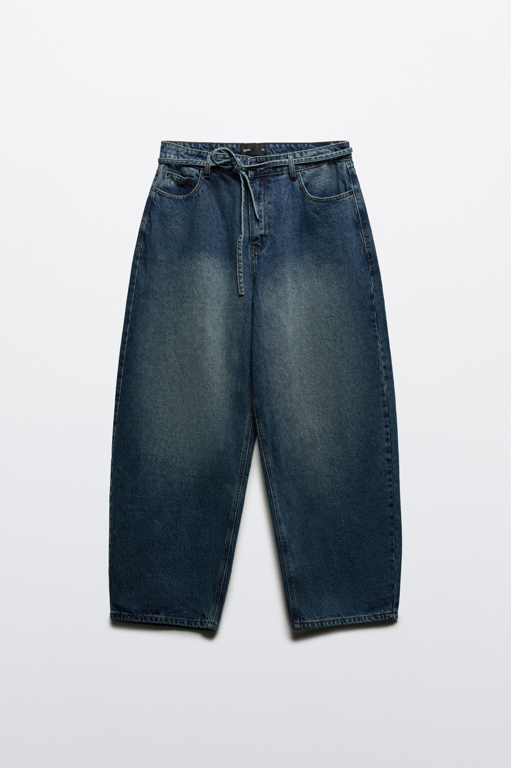 Джинсы baggy fit с поясом-шнурком - цвет синий - 7