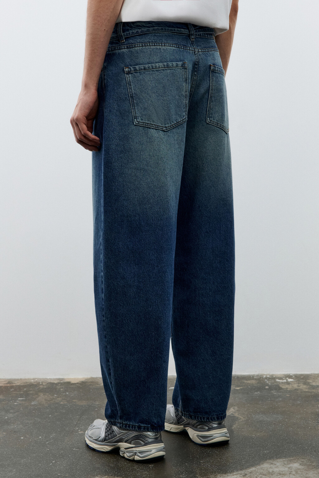 Джинсы baggy fit с поясом-шнурком - цвет синий - 3