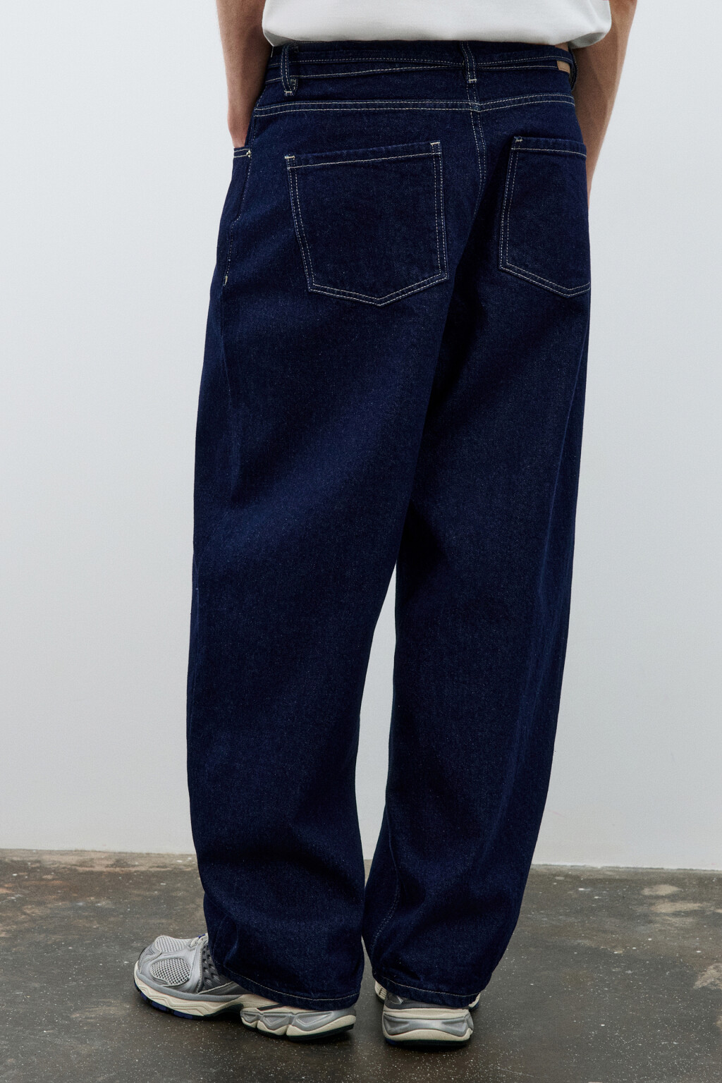 Джинсы baggy fit с поясом-шнурком - цвет синий - 4