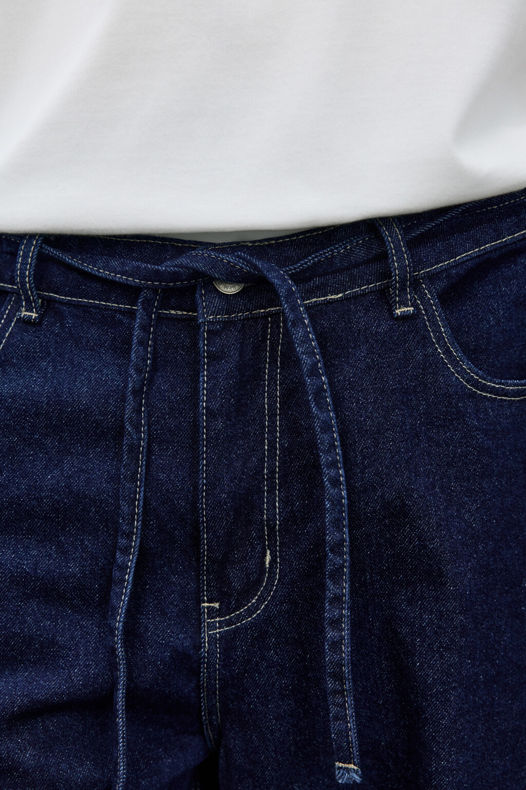 Джинсы baggy fit с поясом-шнурком - цвет синий - 6