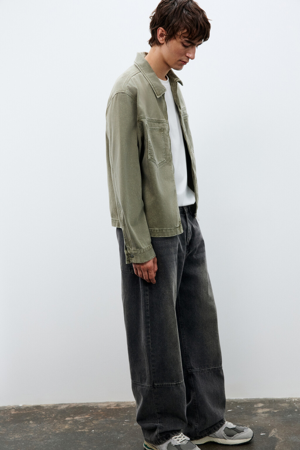 Джинсы прямые с вареным эффектом - цвет серый - 1