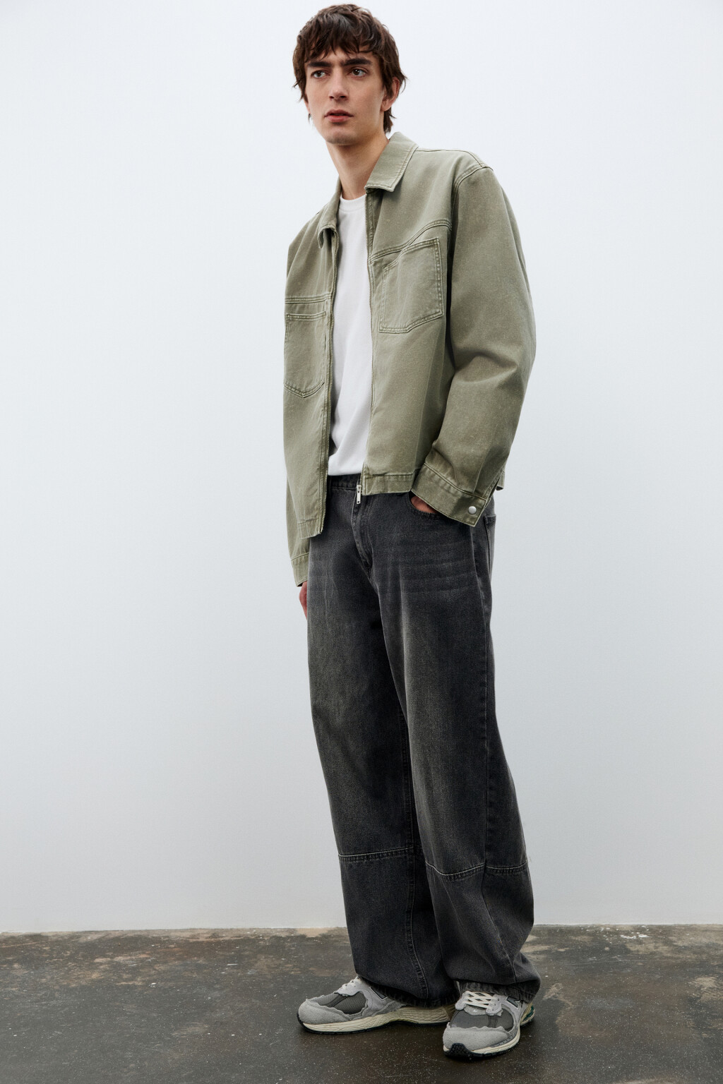 Джинсы прямые с вареным эффектом - цвет серый - 2