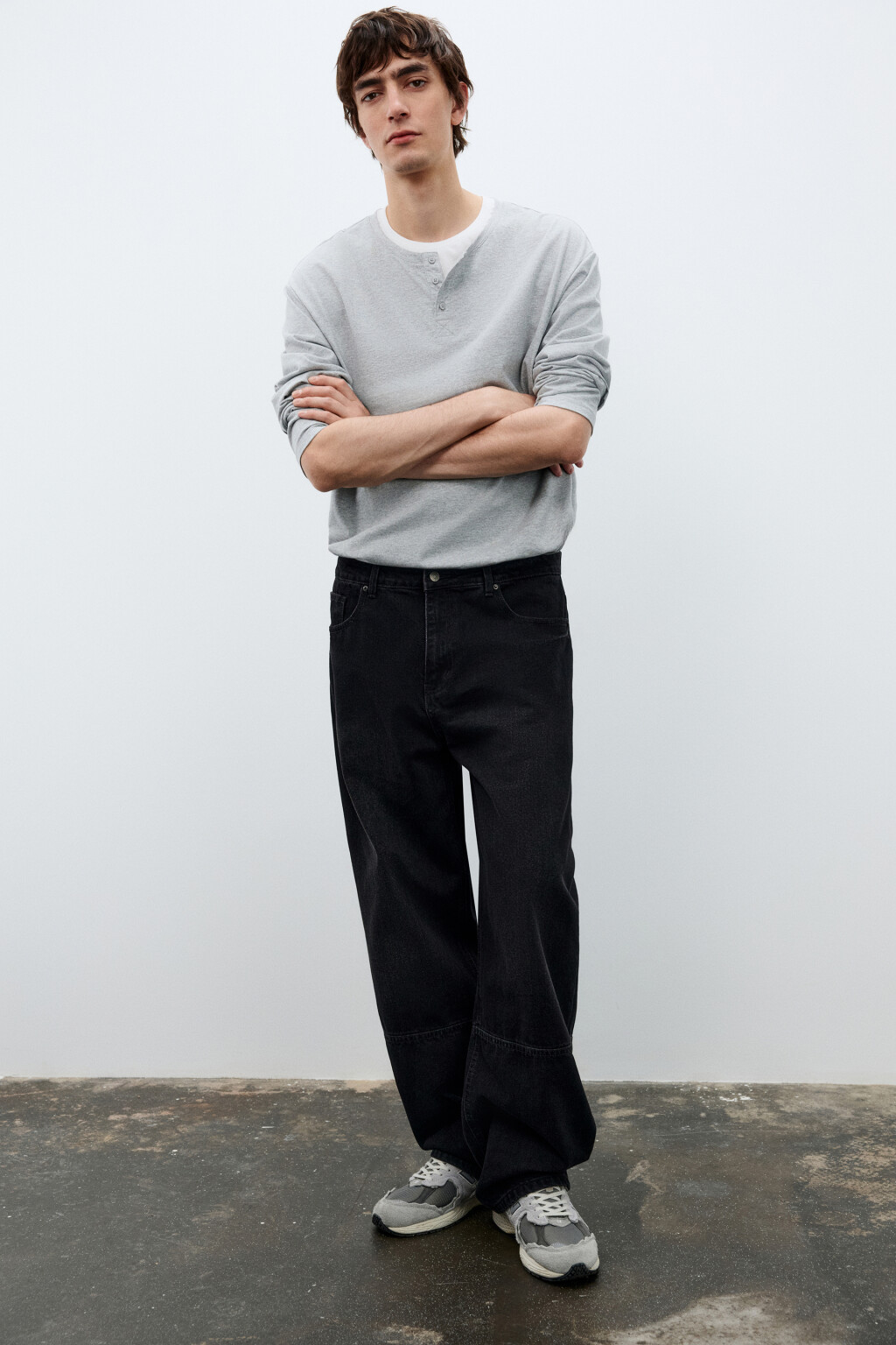 Джинсы прямые с вареным эффектом - цвет черный - 1