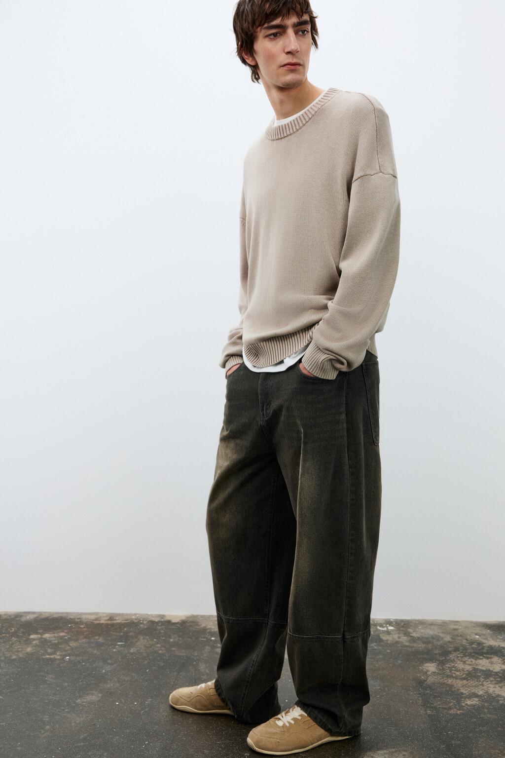 Джинсы прямые с вареным эффектом - цвет коричневый - 2