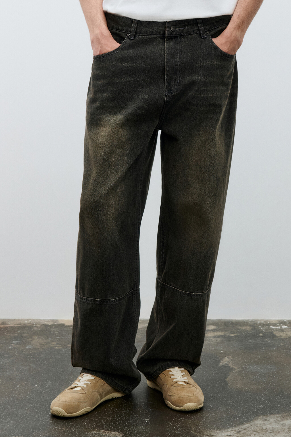 Джинсы прямые с вареным эффектом - цвет коричневый - 3