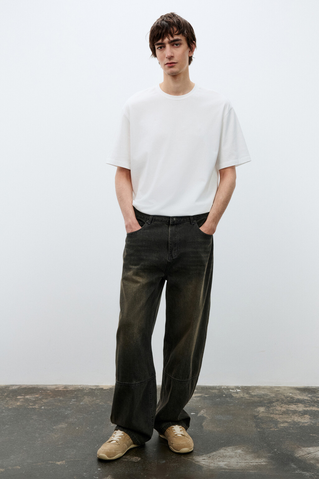 Джинсы прямые с вареным эффектом - цвет коричневый - 5