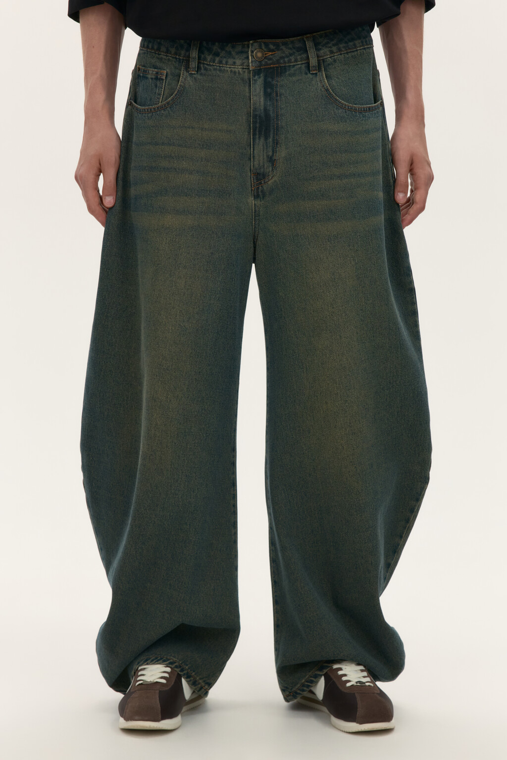 Джинсы широкие в форме подковы - цвет коричневый - 2