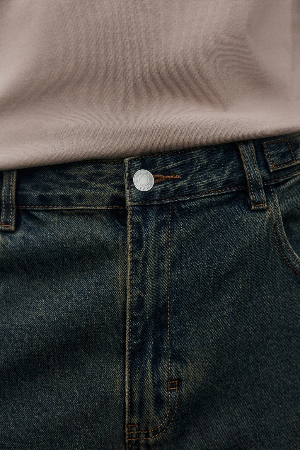 Джинсы прямые со вшитым ремешком - цвет серый - 5